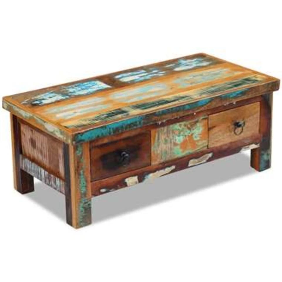 VidaXL Salontafel Met Lades 90x45x35 Cm Massief Gerecycled Hout 6 VidaXL Salontafel Met Lades 90x45x35 Cm Massief Gerecycled Hout - Afbeelding 4
