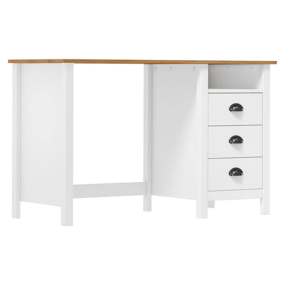 VidaXL Bureau Hill 3 Lades 120x50x74 Cm Massief Grenenhout 3 VidaXL Bureau Hill 3 Lades 120x50x74 Cm Massief Grenenhout