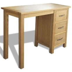 VidaXL Bureau Met 3 Lades 106x40x75 Cm Massief Eikenhout