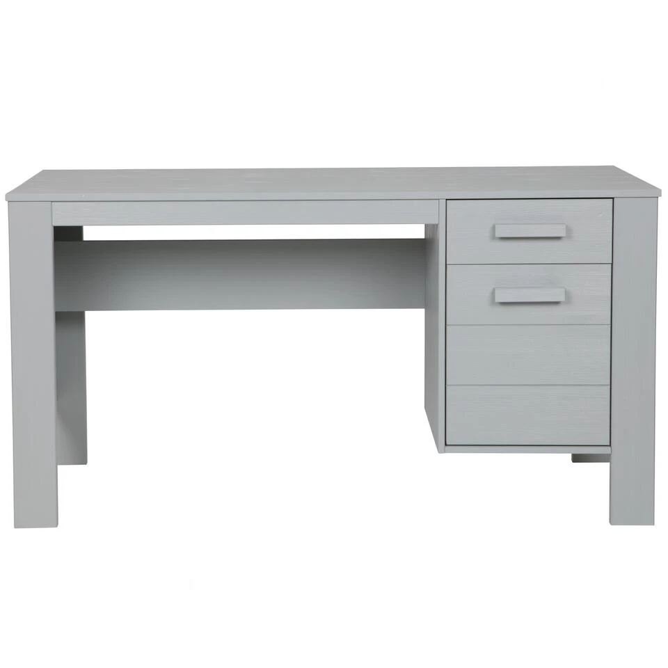 WOOOD Dennis Bureau - Grenen Geborsteld - Betongrijs - 74x141x59 3 WOOOD Dennis Bureau - Grenen Geborsteld - Betongrijs - 74x141x59