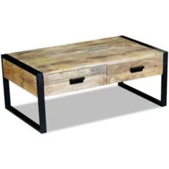 VidaXL Salontafel Met 2 Lades 100x60x40 Cm Massief Mangohout