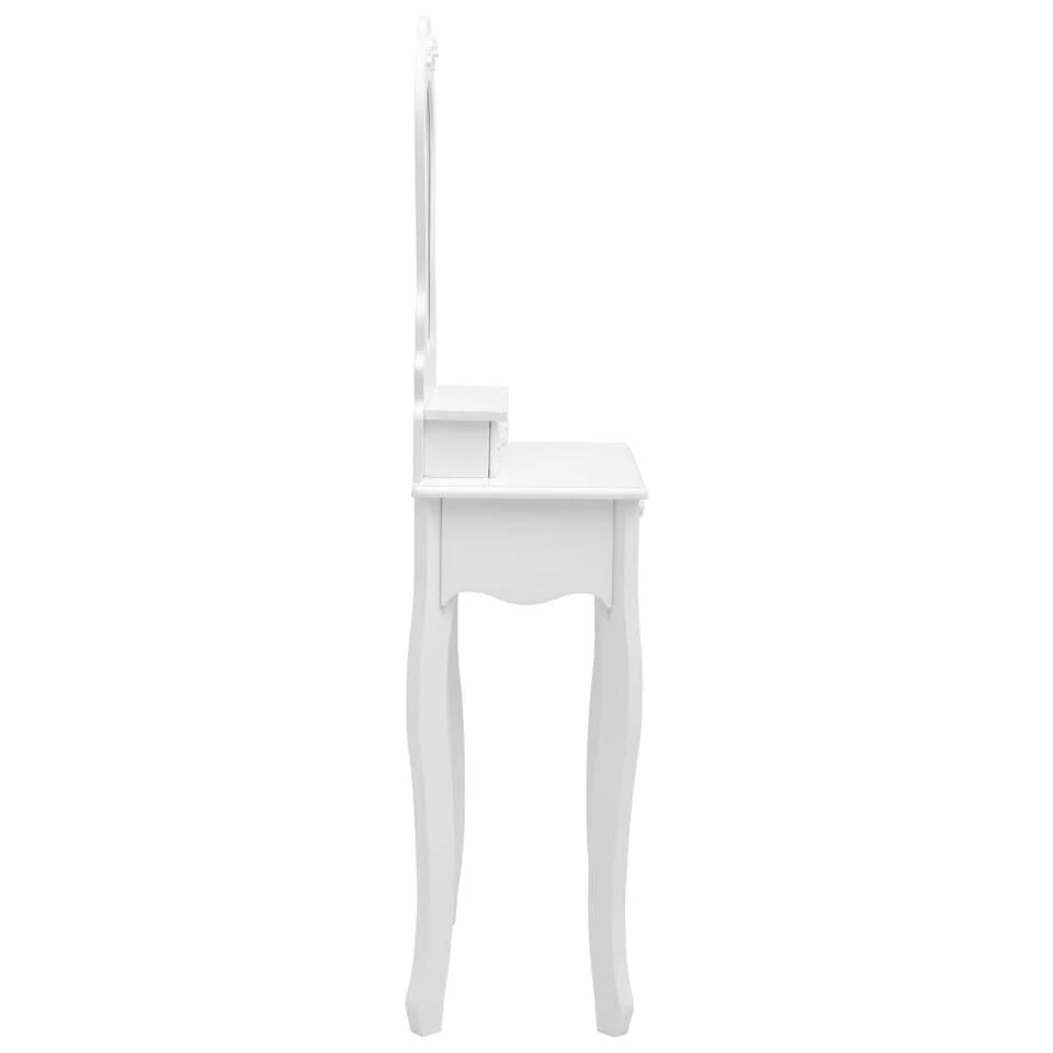 VidaXL Kaptafelset Met Kruk 50x59x136 Cm Paulowniahout Wit 5 VidaXL Kaptafelset Met Kruk 50x59x136 Cm Paulowniahout Wit - Afbeelding 3