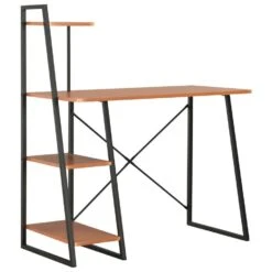 VidaXL Bureau Met Schappen 102x50x117 Cm Zwart En Bruin
