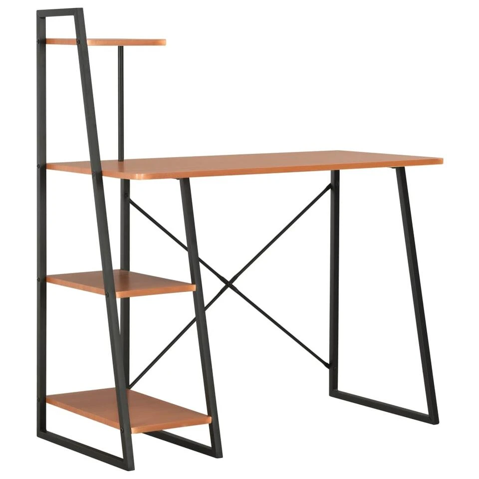 VidaXL Bureau Met Schappen 102x50x117 Cm Zwart En Bruin 3 VidaXL Bureau Met Schappen 102x50x117 Cm Zwart En Bruin