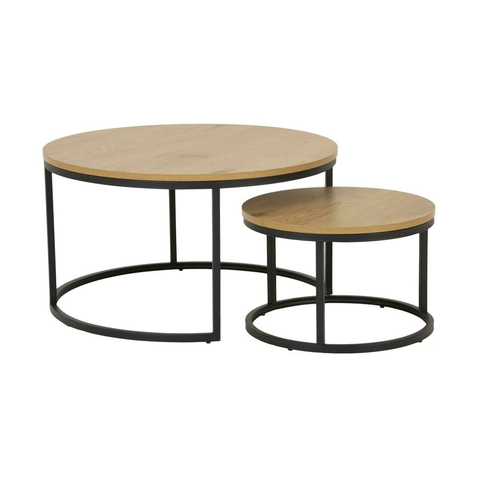 Sohome Salontafel Margalit - Set Van 2 Stuks - Eiken 4 Sohome Salontafel Margalit - Set Van 2 Stuks - Eiken - Afbeelding 2