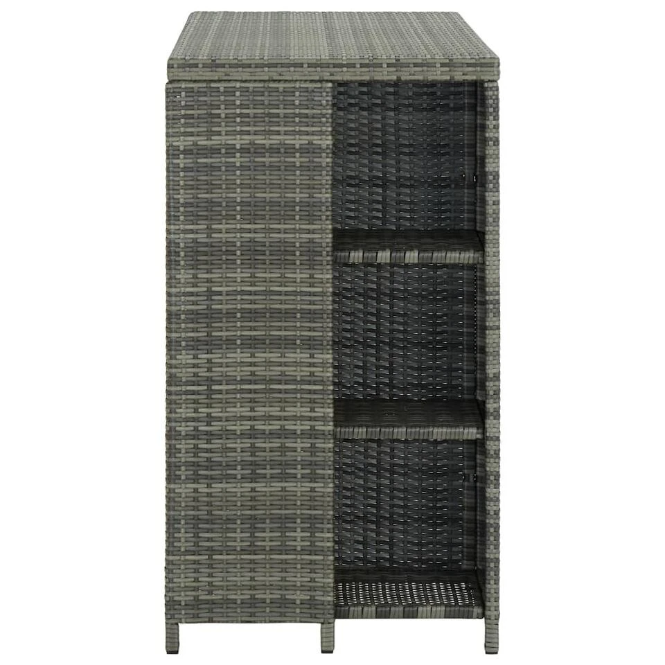 VidaXL Bartafel Met Opbergrek 120x60x110 Cm Poly Rattan Grijs 5 VidaXL Bartafel Met Opbergrek 120x60x110 Cm Poly Rattan Grijs - Afbeelding 3
