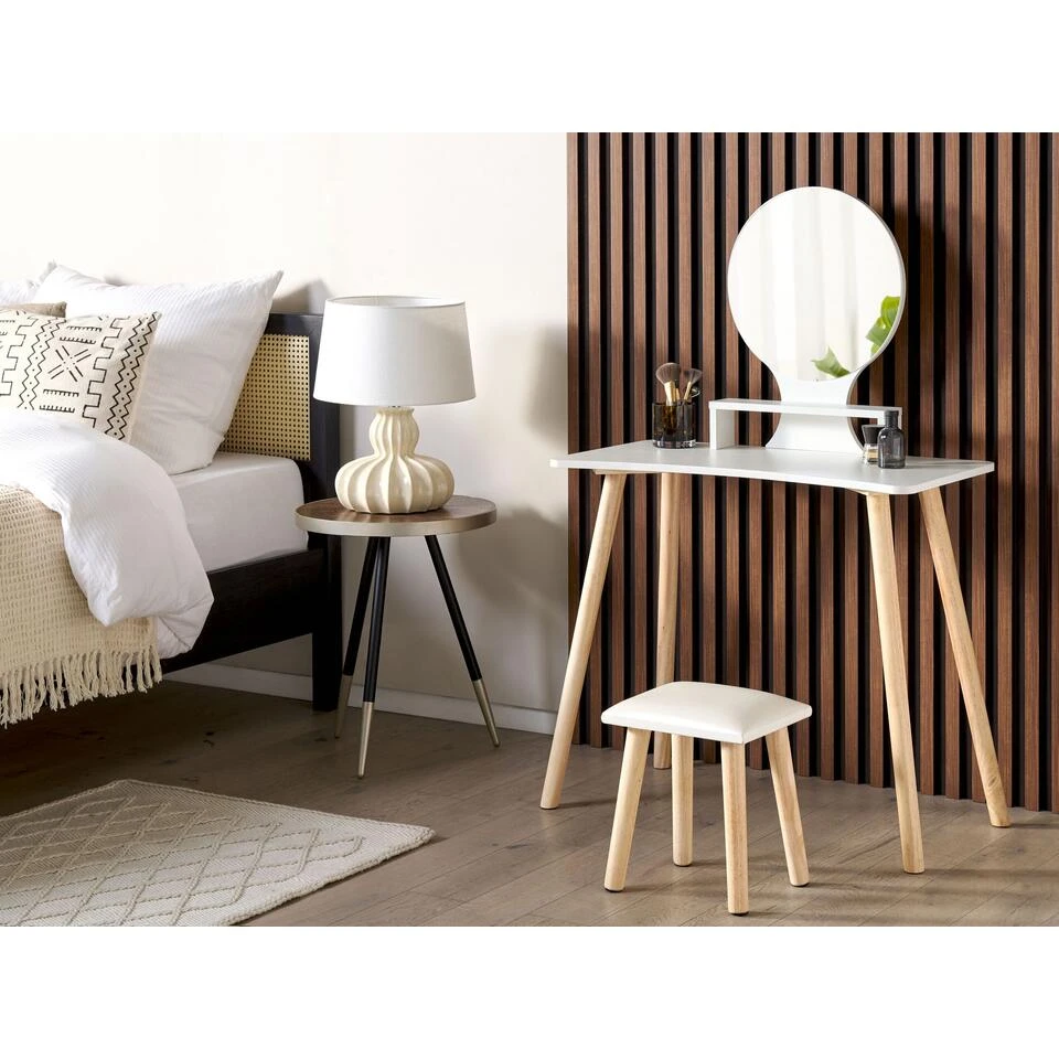 Beliani Kaptafel TOULOUGES - Wit Vezelplaat 4 Beliani Kaptafel TOULOUGES - Wit Vezelplaat - Afbeelding 2