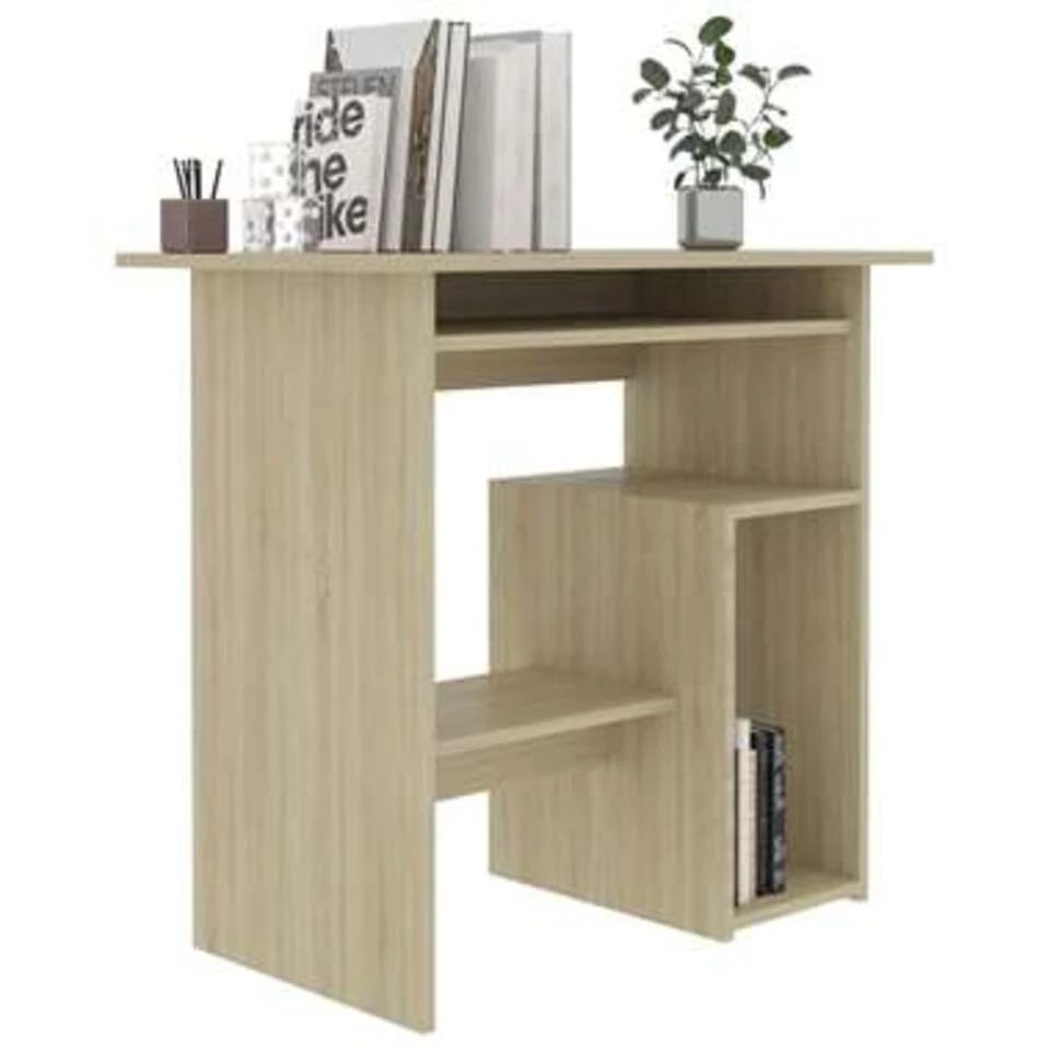 VidaXL Bureau 80x45x74 Cm Spaanplaat Sonoma Eikenkleurig 5 VidaXL Bureau 80x45x74 Cm Spaanplaat Sonoma Eikenkleurig - Afbeelding 3