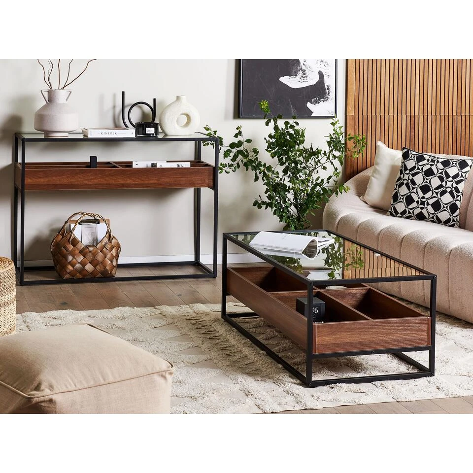 Beliani Salontafel WACO - Zwart Veiligheidsglas, Metaal 6 Beliani Salontafel WACO - Zwart Veiligheidsglas, Metaal - Afbeelding 4