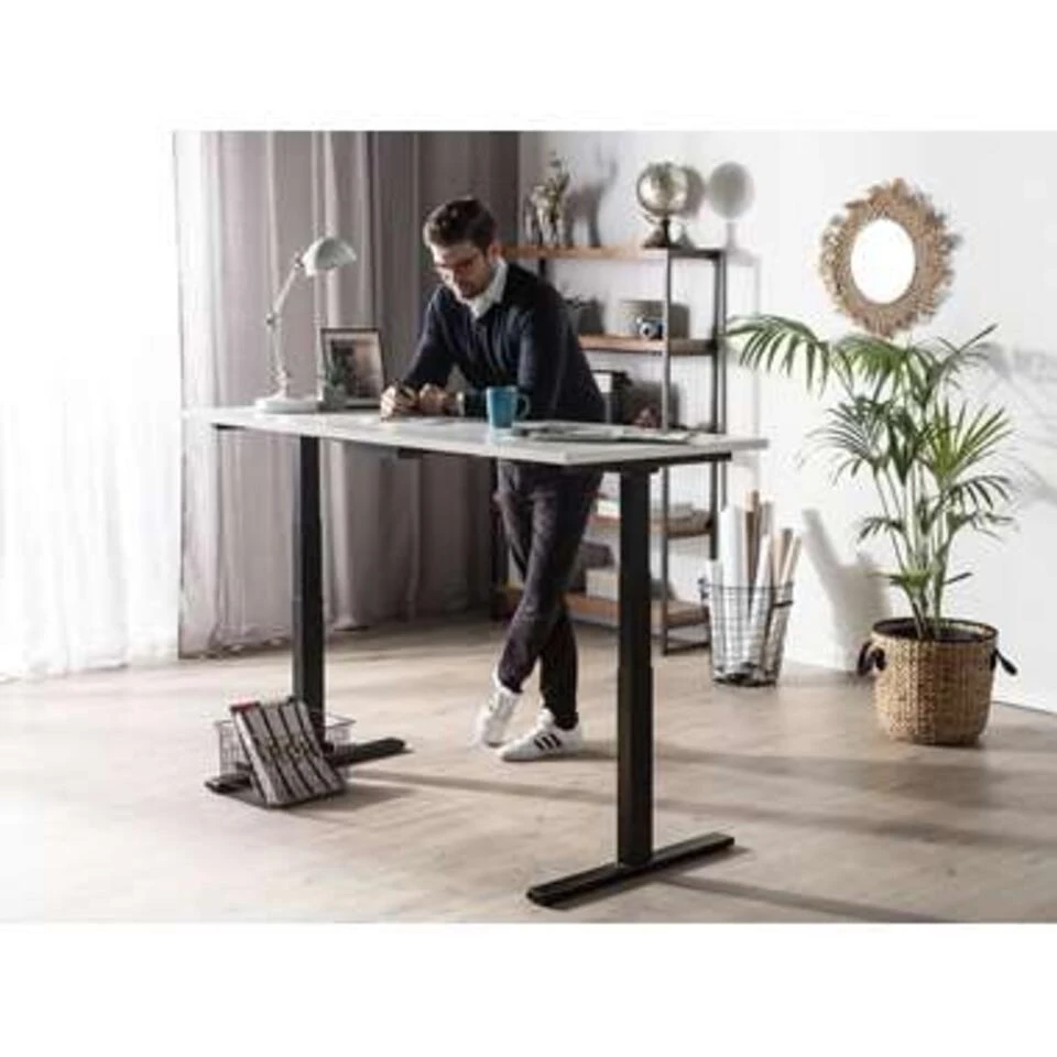 Beliani Verstelbaar Bureau DESTIN - Wit Spaanplaat 5 Beliani Verstelbaar Bureau DESTIN - Wit Spaanplaat - Afbeelding 3