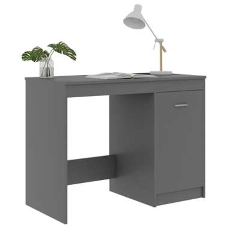 VidaXL Bureau 100x50x76 Cm Bewerkt Hout Grijs 6 VidaXL Bureau 100x50x76 Cm Bewerkt Hout Grijs - Afbeelding 4