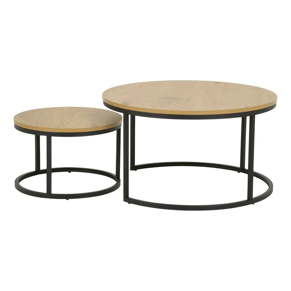 Sohome Salontafel Margalit - Set Van 2 Stuks - Eiken 5 Sohome Salontafel Margalit - Set Van 2 Stuks - Eiken - Afbeelding 3