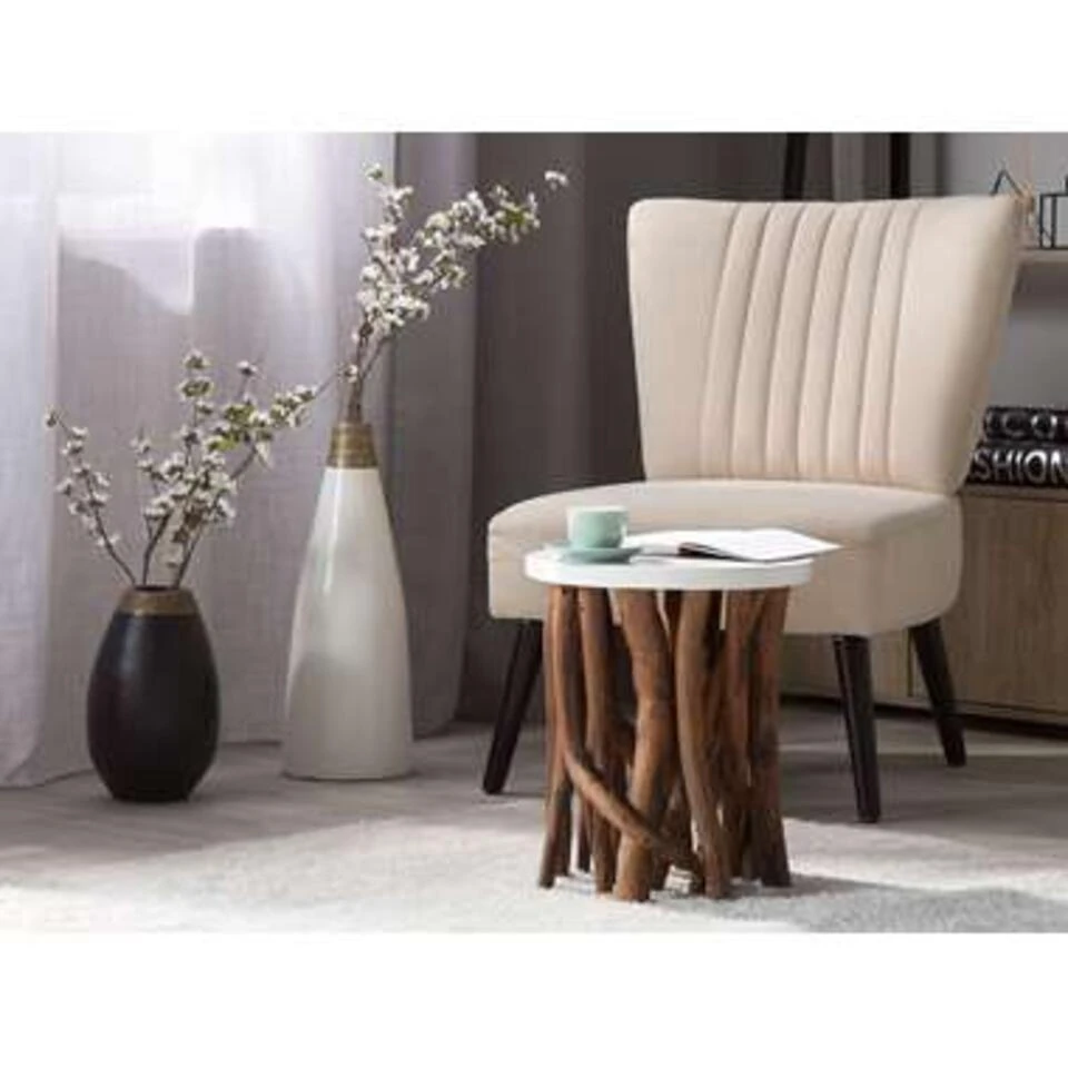 Beliani Bijzettafel HOUMA - Wit Mdf 5 Beliani Bijzettafel HOUMA - Wit Mdf - Afbeelding 3