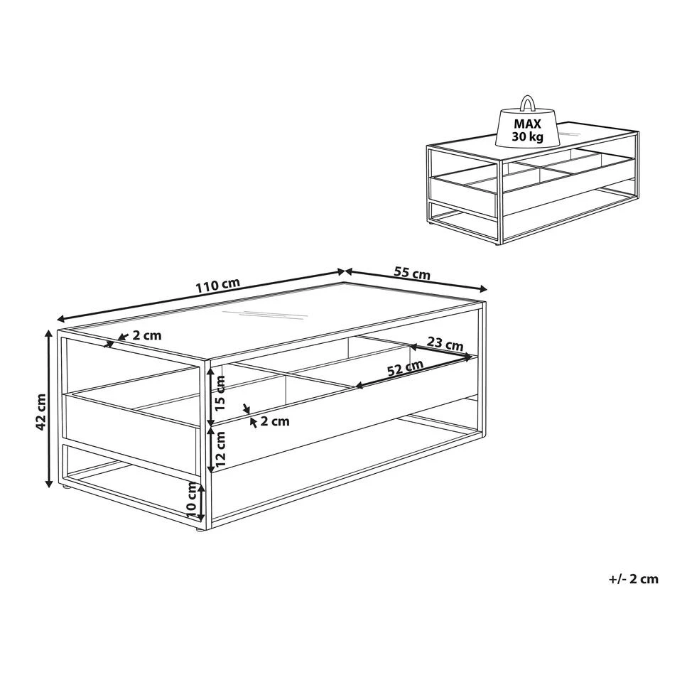 Beliani Salontafel WACO - Zwart Veiligheidsglas, Metaal 5 Beliani Salontafel WACO - Zwart Veiligheidsglas, Metaal - Afbeelding 3
