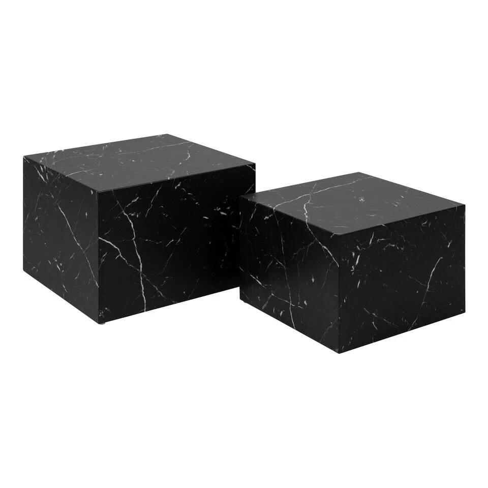 Sohome Salontafel Dinorah - Set Van 2 Stuks - Marmerlook - Zwart 4 Sohome Salontafel Dinorah - Set Van 2 Stuks - Marmerlook - Zwart - Afbeelding 2