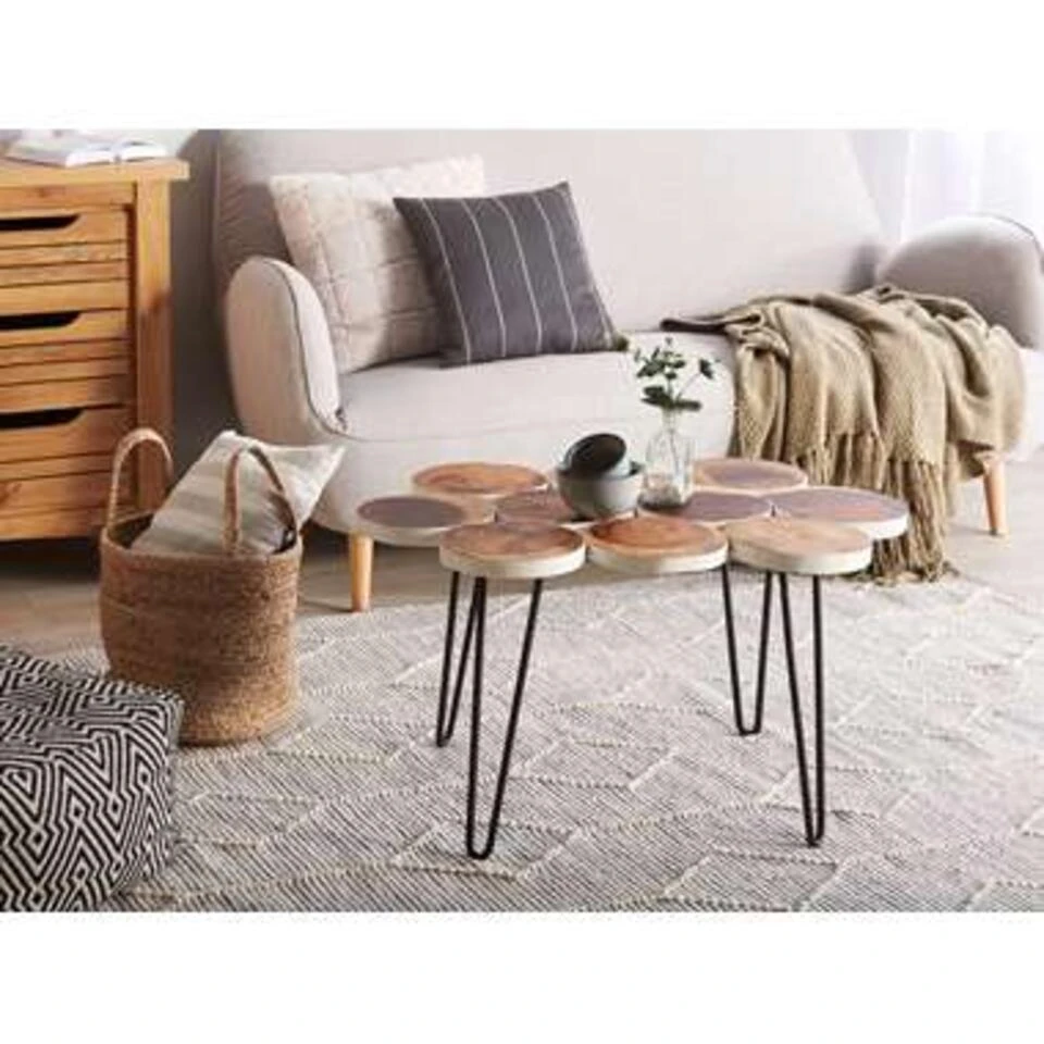 Beliani Bijzettafel TIJUANA - Lichte Houtkleur Suarhout 4 Beliani Bijzettafel TIJUANA - Lichte Houtkleur Suarhout - Afbeelding 2