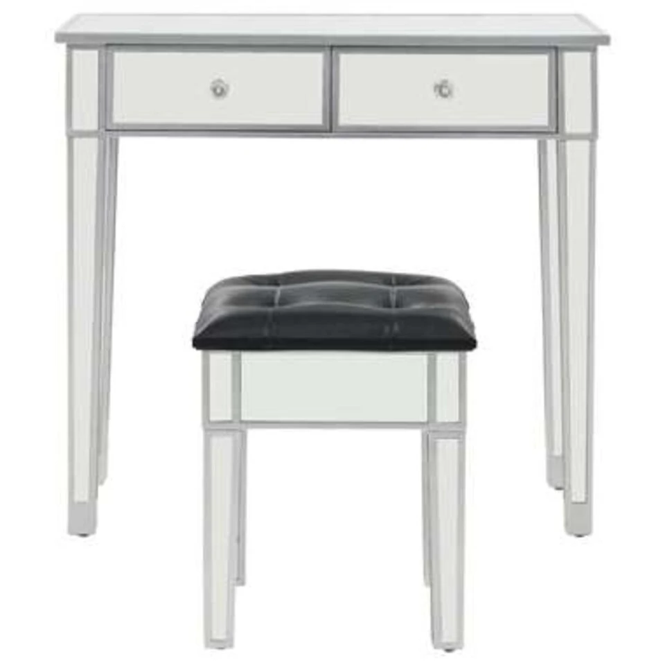 VidaXL Kaptafel Gespiegeld Met Kruk MDF En Glas 6 VidaXL Kaptafel Gespiegeld Met Kruk MDF En Glas - Afbeelding 4