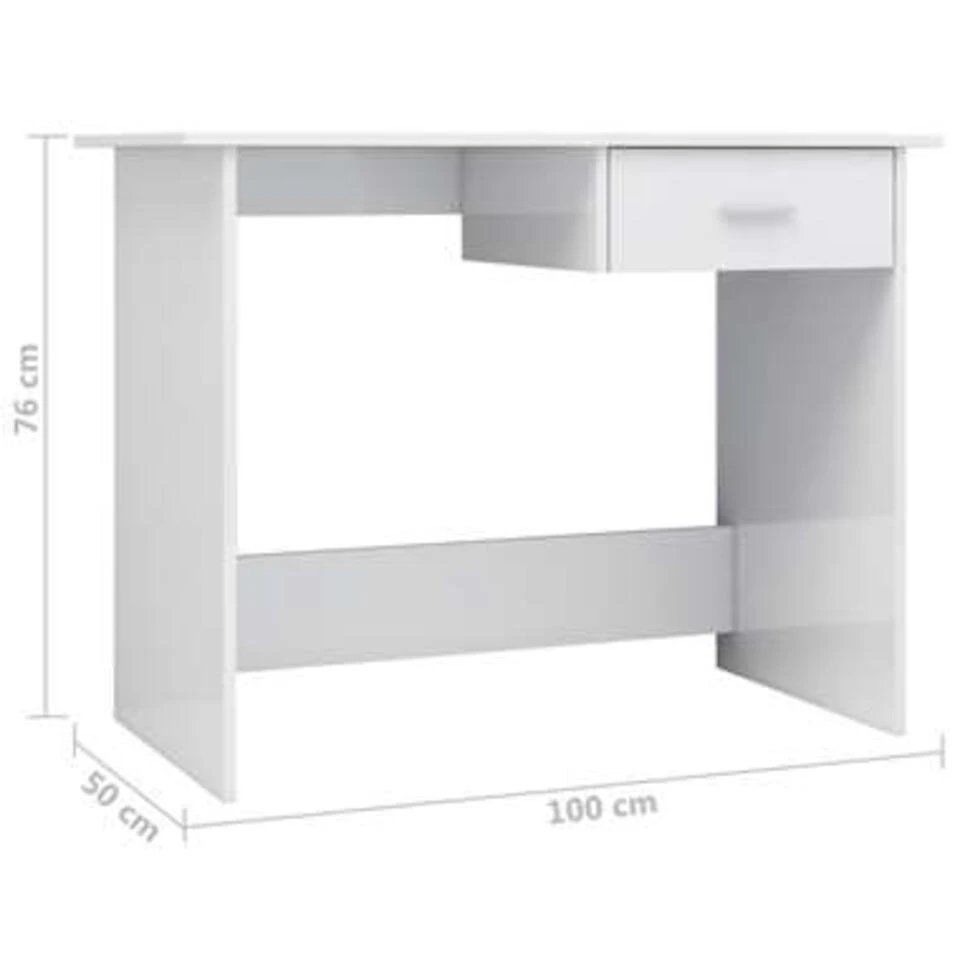 VidaXL Bureau 100x50x76 Cm Bewerkt Hout Hoogglans Wit 6 VidaXL Bureau 100x50x76 Cm Bewerkt Hout Hoogglans Wit - Afbeelding 4