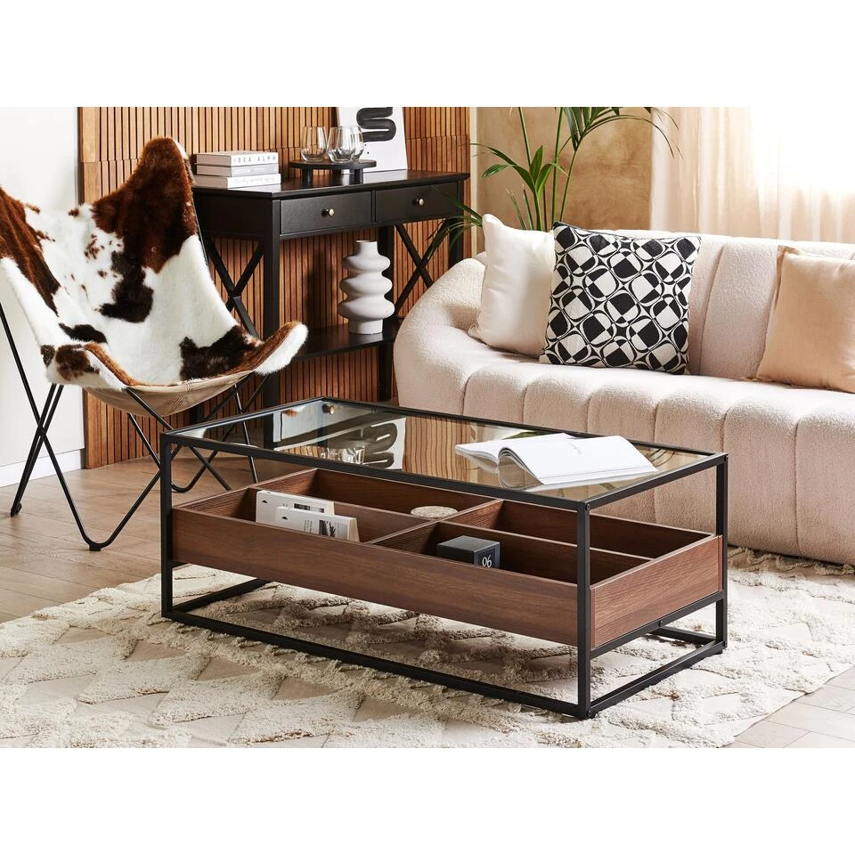 Beliani Salontafel WACO - Zwart Veiligheidsglas, Metaal 4 Beliani Salontafel WACO - Zwart Veiligheidsglas, Metaal - Afbeelding 2