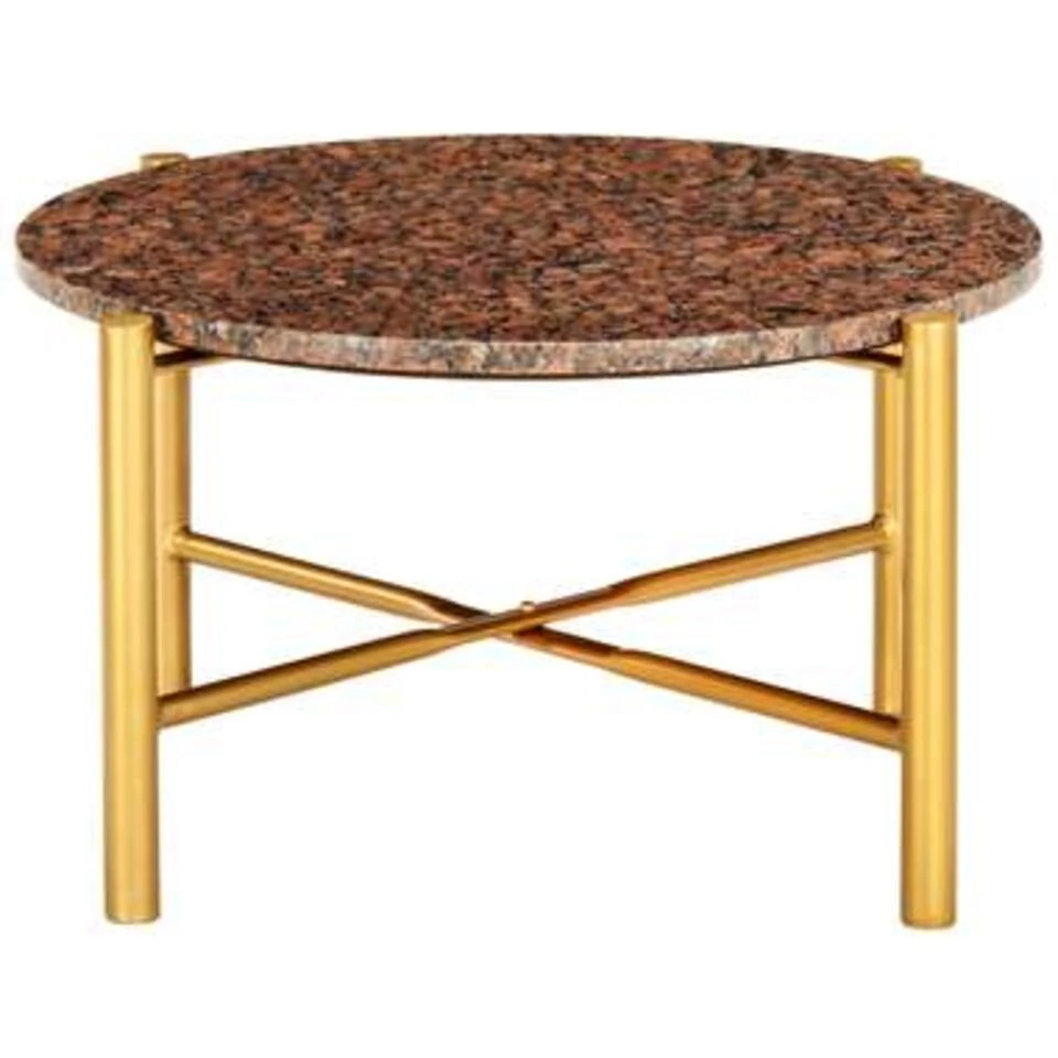 VidaXL Salontafel 60x60x35 Cm Echt Steen Met Marmeren Textuur Bruin 4 VidaXL Salontafel 60x60x35 Cm Echt Steen Met Marmeren Textuur Bruin - Afbeelding 2