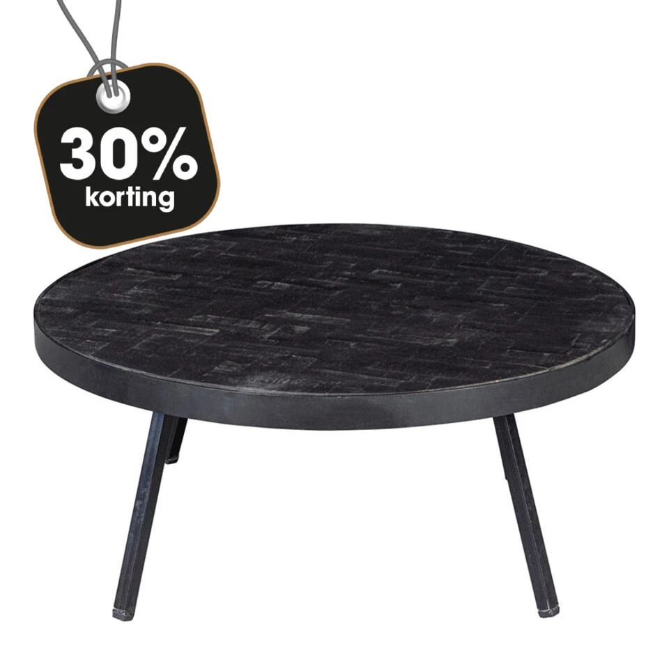 Salontafel Dayton 74cm - Mangohout - Bruin - Rond 4 Salontafel Dayton 74cm - Mangohout - Bruin - Rond - Afbeelding 2