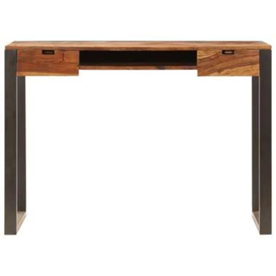 VidaXL Bureau 110x55x78 Cm Massief Sheeshamhout En Staal 6 VidaXL Bureau 110x55x78 Cm Massief Sheeshamhout En Staal - Afbeelding 4