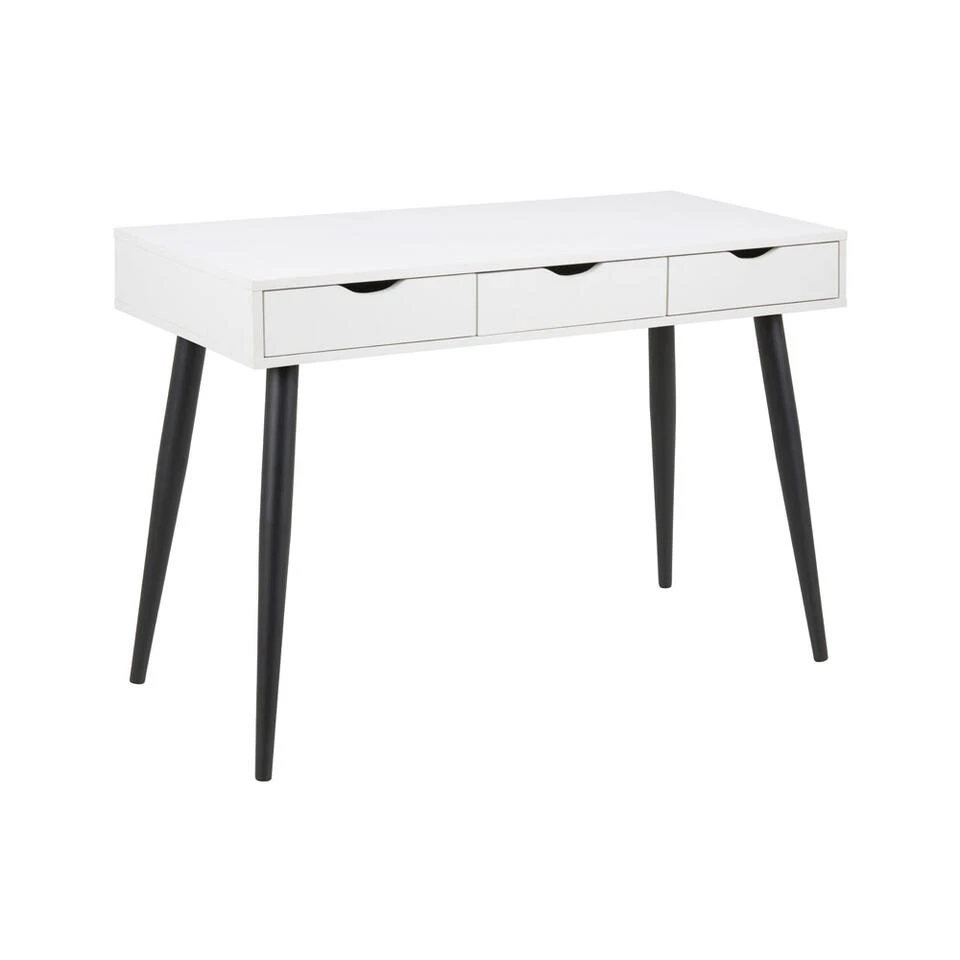 Bureau Montijo - Wit/zwart - 77,1x110x50 Cm 4 Bureau Montijo - Wit/zwart - 77,1x110x50 Cm - Afbeelding 2