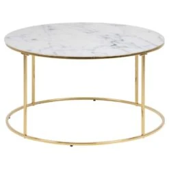 Salontafel Lousa - Marmerprint/goudkleur - 44xØ80 Cm