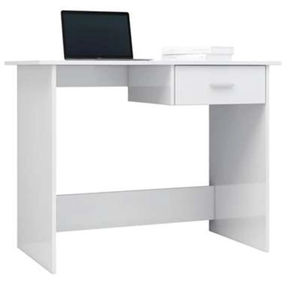 VidaXL Bureau 100x50x76 Cm Bewerkt Hout Hoogglans Wit 4 VidaXL Bureau 100x50x76 Cm Bewerkt Hout Hoogglans Wit - Afbeelding 2