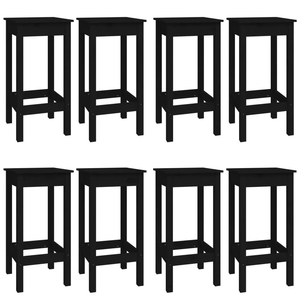 VidaXL 9-delige Barset Massief Grenenhout Zwart 5 VidaXL 9-delige Barset Massief Grenenhout Zwart - Afbeelding 3