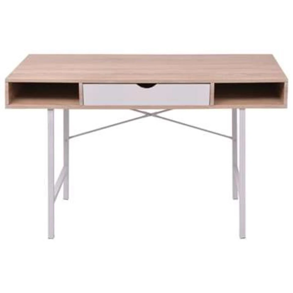 VidaXL Bureau Met 1 Lade Eiken En Wit 5 VidaXL Bureau Met 1 Lade Eiken En Wit - Afbeelding 3