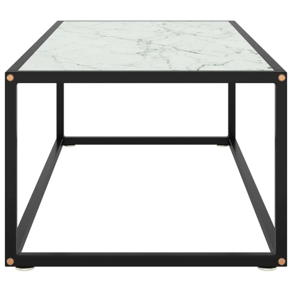 VidaXL Salontafel Met Wit Marmerglas 100x50x35 Cm Zwart 4 VidaXL Salontafel Met Wit Marmerglas 100x50x35 Cm Zwart - Afbeelding 2
