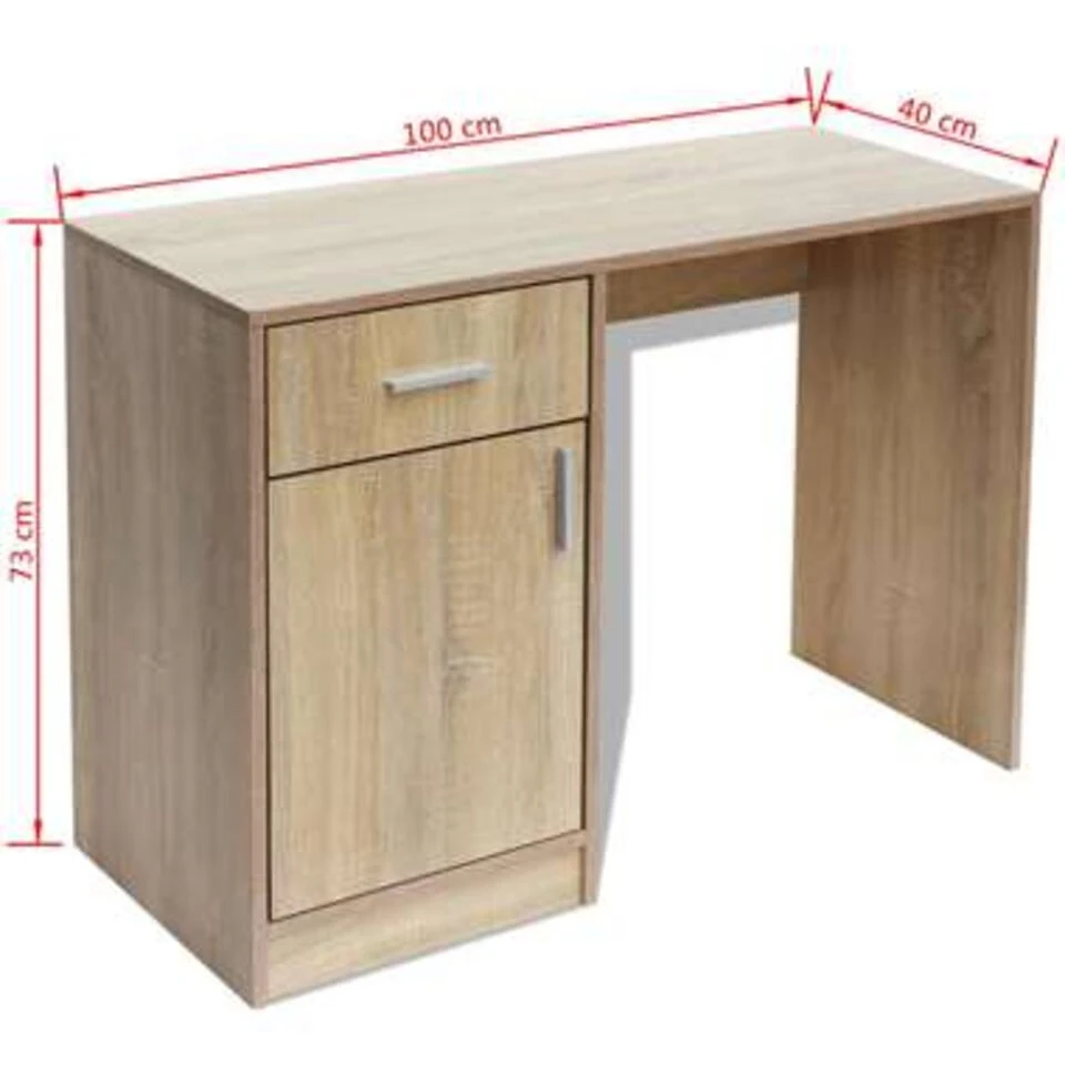 VidaXL Bureau Met Lade En Kastje 100x40x73 Cm Eiken 6 VidaXL Bureau Met Lade En Kastje 100x40x73 Cm Eiken - Afbeelding 4