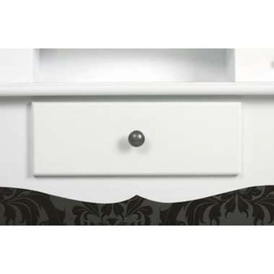 VidaXL Kaptafel Met Spiegel En Kruk Wit 5 VidaXL Kaptafel Met Spiegel En Kruk Wit - Afbeelding 3