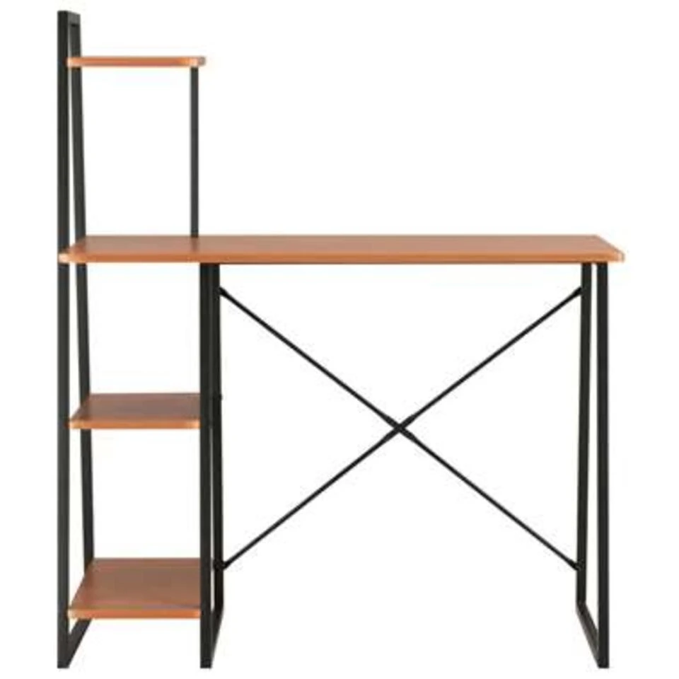 VidaXL Bureau Met Schappen 102x50x117 Cm Zwart En Bruin 4 VidaXL Bureau Met Schappen 102x50x117 Cm Zwart En Bruin - Afbeelding 2