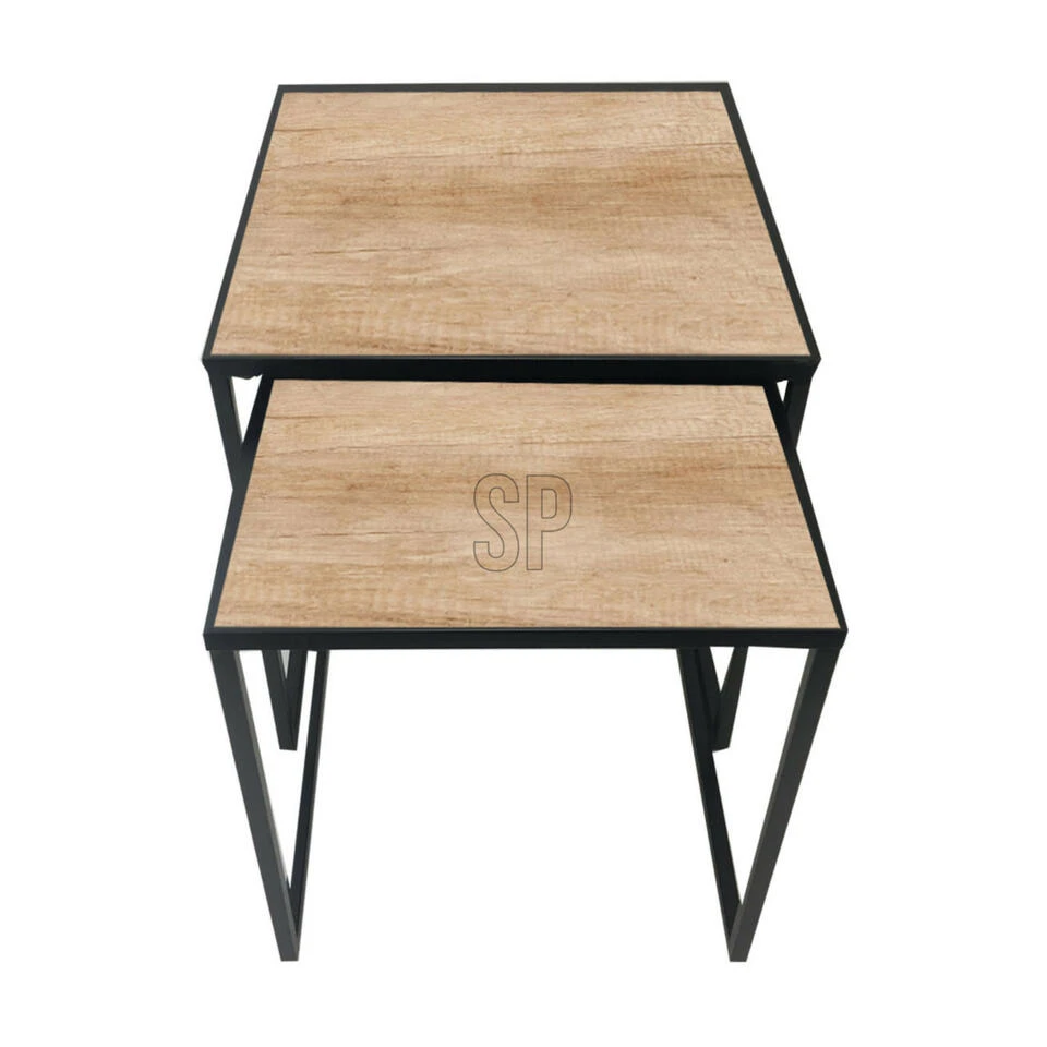 Bijzettafel/plantenstandaard - Set 2-delig - Zwart - Metaal - 37/34 Cm 4 Bijzettafel/plantenstandaard - Set 2-delig - Zwart - Metaal - 37/34 Cm - Afbeelding 2