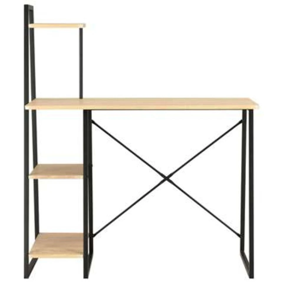 VidaXL Bureau Met Schappen 102x50x117 Cm Zwart En Eikenkleurig 4 VidaXL Bureau Met Schappen 102x50x117 Cm Zwart En Eikenkleurig - Afbeelding 2
