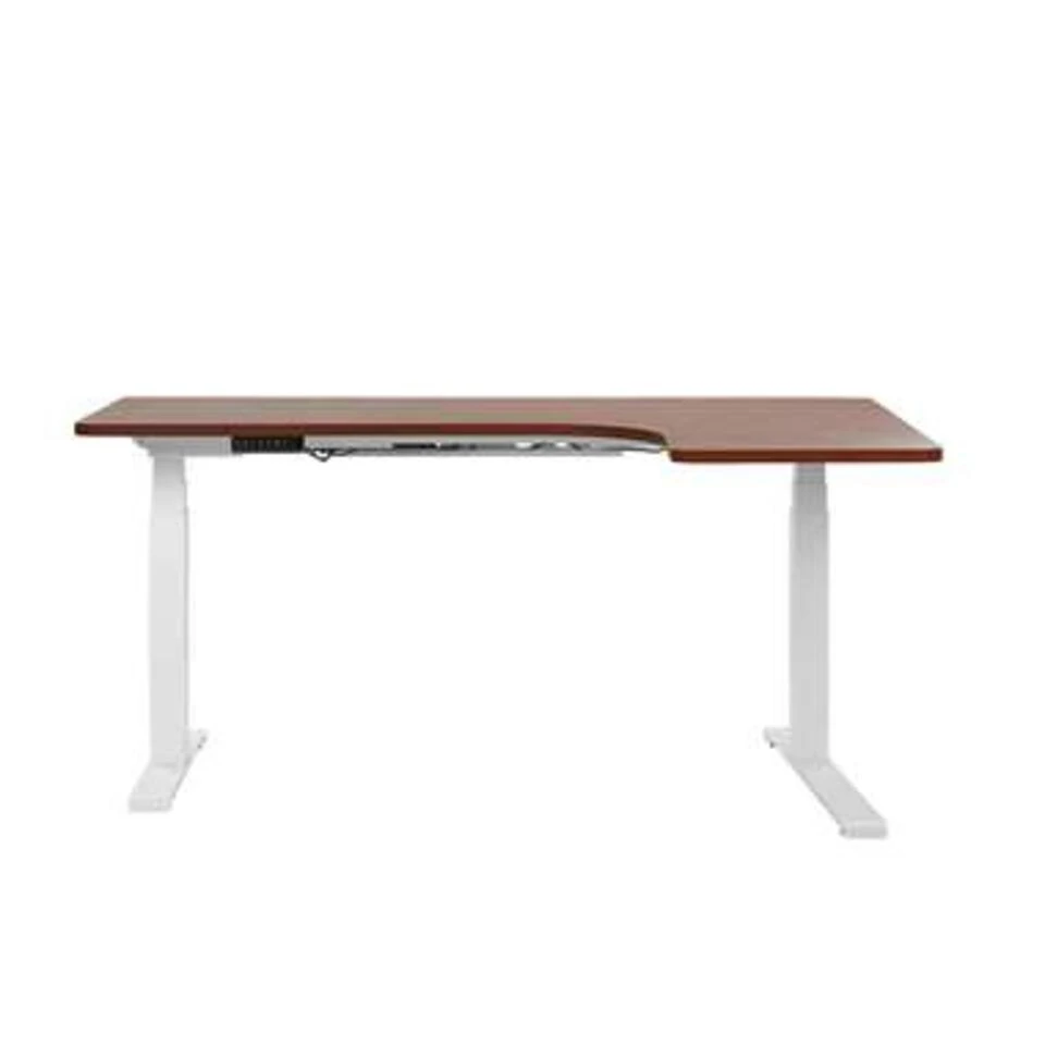 Beliani Verstelbaar Bureau DESTIN - Donkere Houtkleur Spaanplaat 4 Beliani Verstelbaar Bureau DESTIN - Donkere Houtkleur Spaanplaat - Afbeelding 2