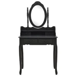 VidaXL Kaptafelset Met Kruk 75x69x140 Cm Paulowniahout Zwart -VIDAXL Verkoopwinkel d771e885e8154f809a32f81d7150a9a7