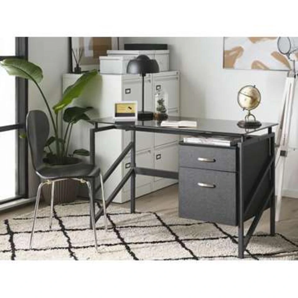 Beliani Bureau MORITON - Zwart Mdf 4 Beliani Bureau MORITON - Zwart Mdf - Afbeelding 2