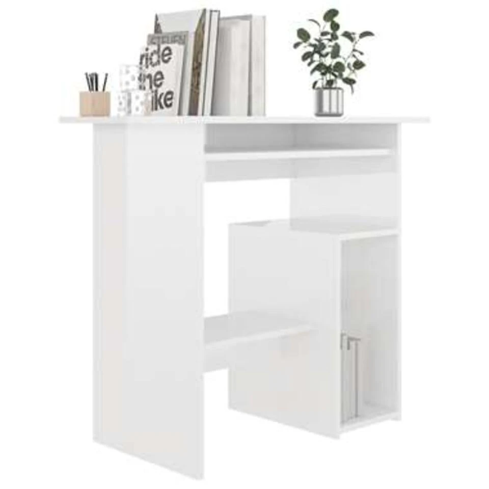 VidaXL Bureau 80x45x74 Cm Spaanplaat Hoogglans Wit 4 VidaXL Bureau 80x45x74 Cm Spaanplaat Hoogglans Wit - Afbeelding 2