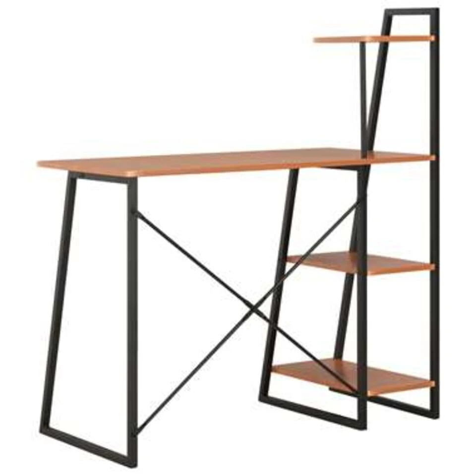 VidaXL Bureau Met Schappen 102x50x117 Cm Zwart En Bruin 6 VidaXL Bureau Met Schappen 102x50x117 Cm Zwart En Bruin - Afbeelding 4