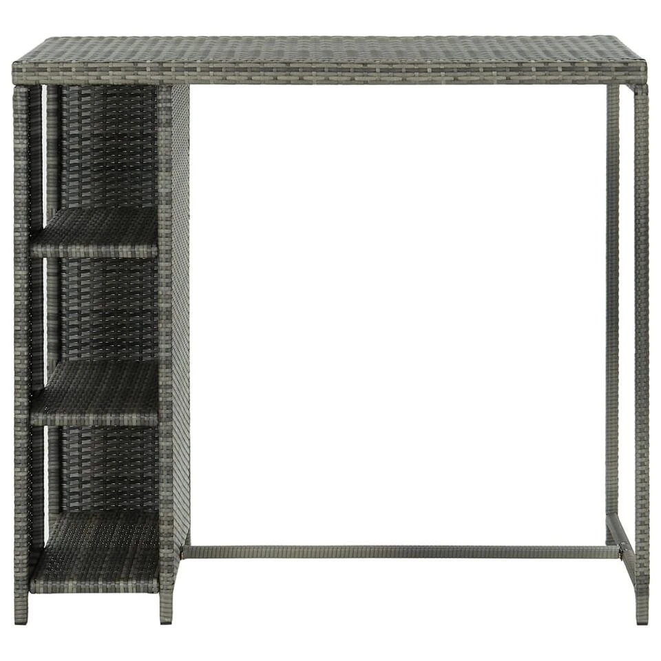 VidaXL Bartafel Met Opbergrek 120x60x110 Cm Poly Rattan Grijs 4 VidaXL Bartafel Met Opbergrek 120x60x110 Cm Poly Rattan Grijs - Afbeelding 2