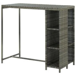 VidaXL Bartafel Met Opbergrek 120x60x110 Cm Poly Rattan Grijs 9 VidaXL Bartafel Met Opbergrek 120x60x110 Cm Poly Rattan Grijs -VIDAXL Verkoopwinkel ef62742e96c04f73b23464424c9df12d