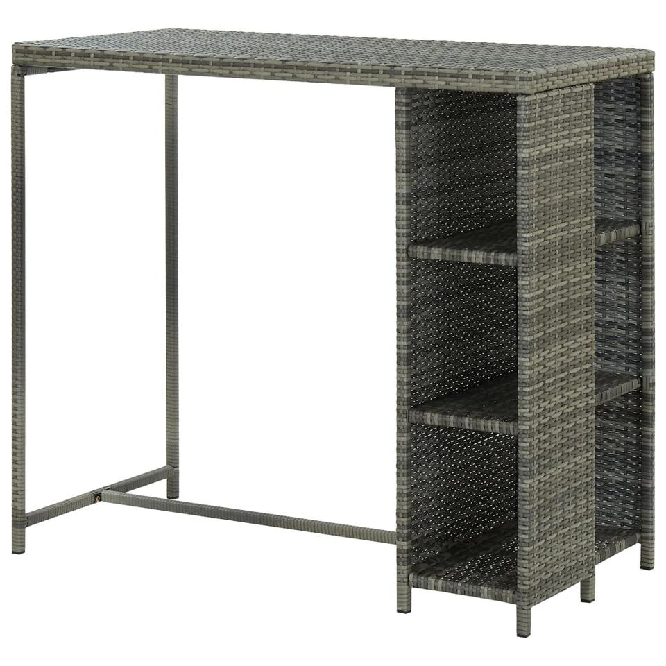 VidaXL Bartafel Met Opbergrek 120x60x110 Cm Poly Rattan Grijs 6 VidaXL Bartafel Met Opbergrek 120x60x110 Cm Poly Rattan Grijs - Afbeelding 4