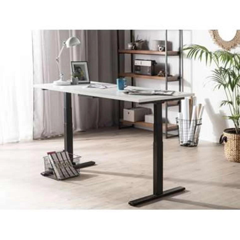 Beliani Verstelbaar Bureau DESTIN - Wit Spaanplaat 4 Beliani Verstelbaar Bureau DESTIN - Wit Spaanplaat - Afbeelding 2